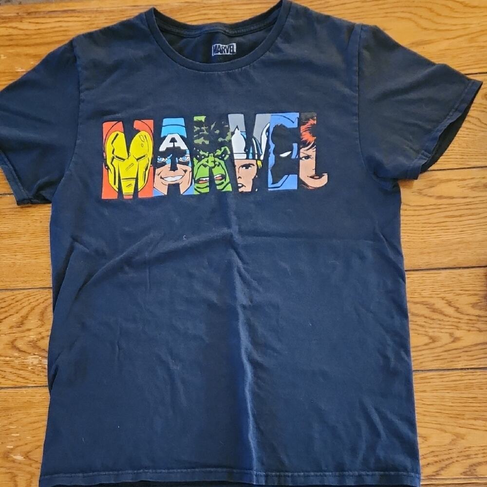 Marvel Kids Dark Blue Superhero Faces T-Shirt